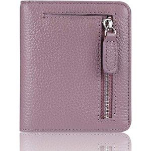 Ladies Small Compact Bifold Pocket RFID Blocking Genuine Leather Wallet